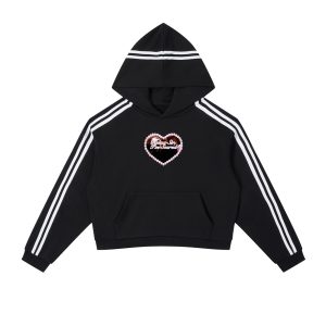 Please Be Calm Contrast Side Stripe Cropped Hoodie