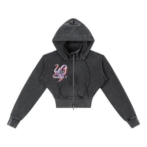 Vintage Washed Cropped Fleece Hoodie